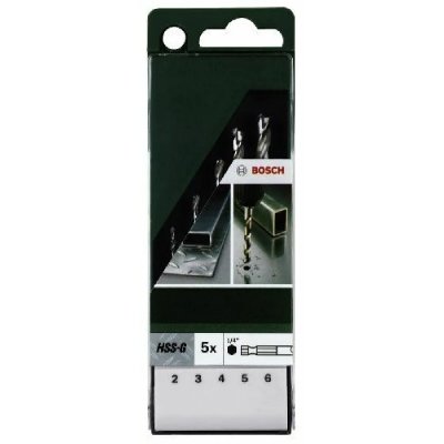 BOSCH Jeu de 5 forets &agrave; m&eacute;taux  2609255127 Hss-G &agrave; Queue 6 Pans