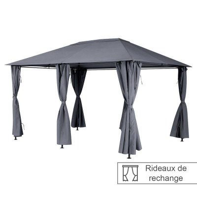 HESPERIDE Jeu de 6 rideaux pour la tonnelle Santorini 3 x 4 m Ardoise - Ardoise
