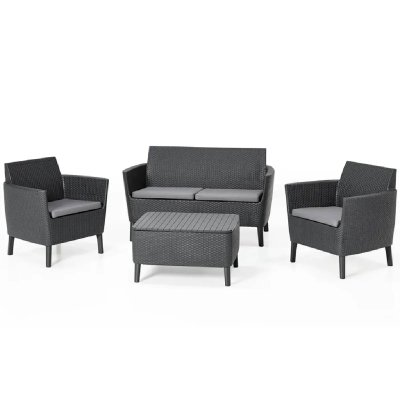 ALLIBERT Jeu de canap&eacute;s de jardin 8 pcs salemo graphite 236629