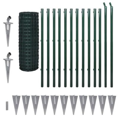 VIDAXL Jeu de cl&ocirc;ture avec des piquets de sol 25 x 1,2 m Acier Vert