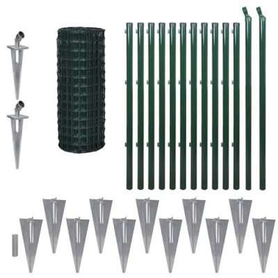 VIDAXL Jeu de cl&ocirc;ture avec des piquets de sol 25 x 1 m Acier Vert