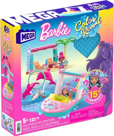 MEGA BLOKS Jeu de construction mega construx barbie color reveal nage avec les dauphins