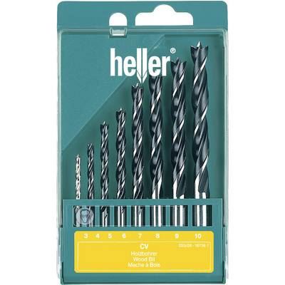 HELLER Jeu de forets &agrave; bois CV 8 pi&egrave;ces D. 3, 4, 5, 6, 7, 8, 9, 10 mm acier CV 18736