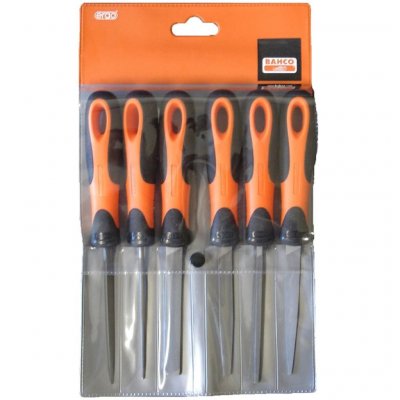BAHCO Jeu de limes avec manche ergo&trade;, douces, 100 mm - 6 pcs - 