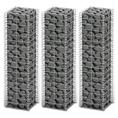 VIDAXL Jeu de panier de gabion 3 pcs Fil galvanis&eacute; 25 x 25 x 100 cm