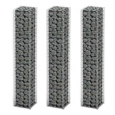 VIDAXL Jeu de panier de gabion 3 pcs Fil galvanis&eacute; 25 x 25 x 150 cm