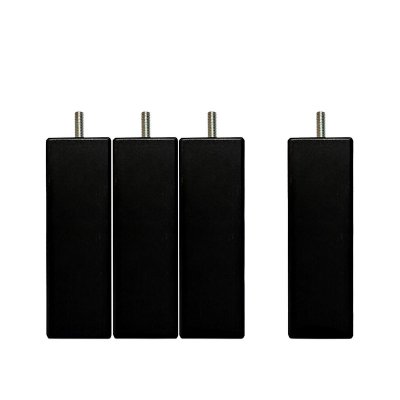Jeu de pieds de lit carr&eacute;s en bois Noirs Hauteur 15 (lot de 4)