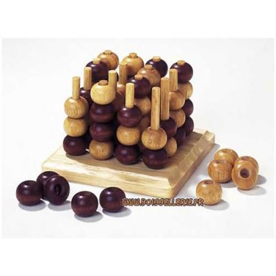 GOKI Jeu de pions tic-tac-toe 3d, jeu en bois  