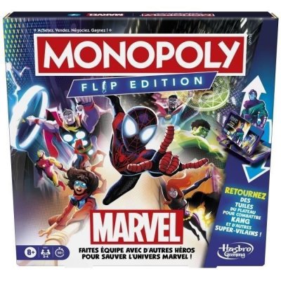 HASBRO Jeu de Plateau Monopoly Flip Edition : Marvel - Version Fran&ccedil;aise