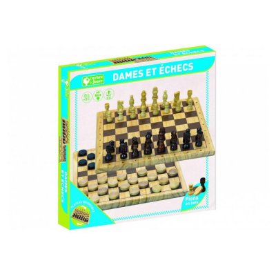 JEUJURA Jeu De Societe Jeux De Dames Et D'echecs En Bois