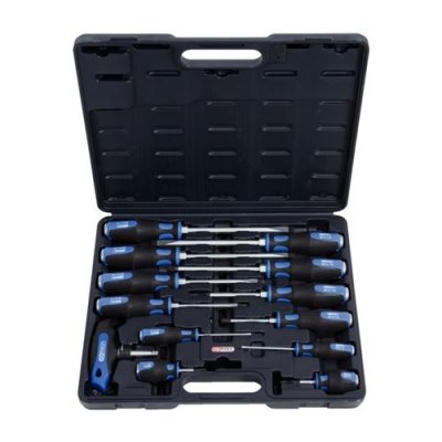 KS TOOLS Jeu de tournevis &agrave; lames 6 pans traversantes, poign&eacute;e en T, 13 pi&egrave;ces