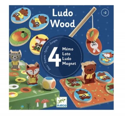 DJECO Jeu d&eacute;couverte  Ludo Wood Coffret 4 Jeux 