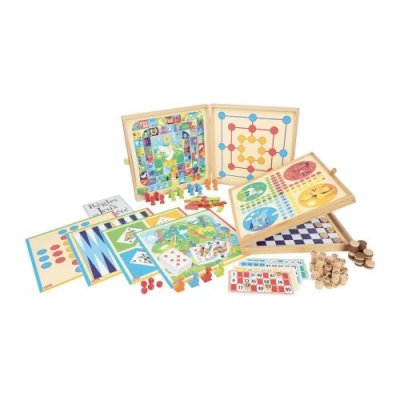 JEUJURA  Coffret de Jeux classiques - 150 regles - Pions bois 