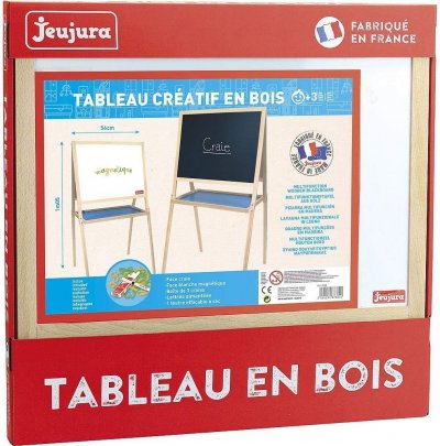 JEUJURA  - Tableau Double face Cr&eacute;atifs en Bois (craies + feutres)