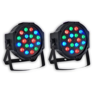 Jeux de lumi&egrave;re 2 projecteurs dj light par &agrave; led 18x1w rgb - pur light montana