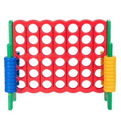 COSTWAY Jeux Puissance 4 G&eacute;ant, 42 jetons circulaires, 120*42*104 cm Panneau Rouge + Cadre Vert