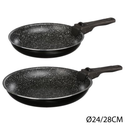 FIVE SIMPLY SMART JJA 135111 Set 2 POELES 24/28CM PIIERRE + 1 Poign&eacute;e Amovible