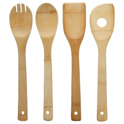 AUCUNE JJA 724260 Ustensile de Cuisine Bambou 4 Pi&egrave;ces