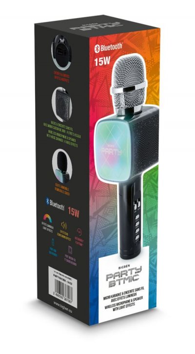 BIGBEN Jouet musical  Microphone Karaoke avec Effets Lumineux Noir