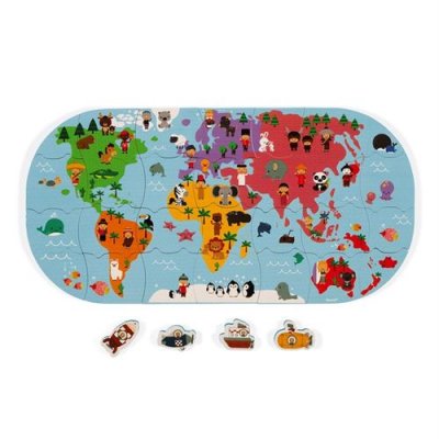 JANOD Jouet pour le bain  Puzzle carte des explorateurs du bain 