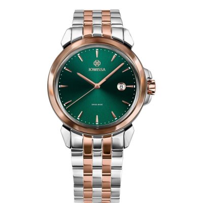  JOWISSA Montre &agrave; affichage analogique 'LeWy 3' Swiss Men' argent / or rose / vert