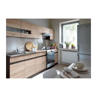 JUNONA Cuisine complete 2m40 avec &eacute;clairage LED - D&eacute;cor chene sonoma