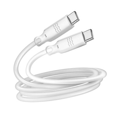 JUST GREEN  C&acirc;ble USB-C vers USB-C - Recyclable - 3A - 2 m&egrave;tres - Blanc