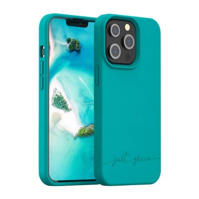 JUST GREEN  - Coque 100% Biod&eacute;gradable pour Iphone 13 Pro - Bleu Laguna