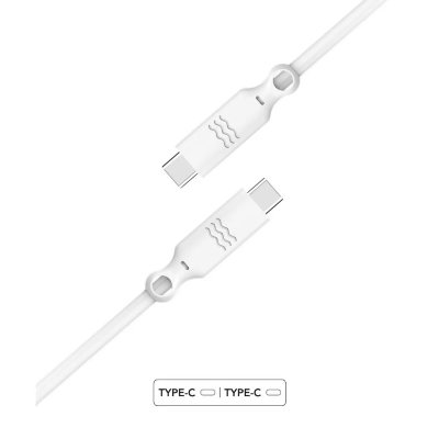 JUST GREEN  USB-C vers USB-C - Recyclable - 3A - 1.2 m&egrave;tres - Blanc