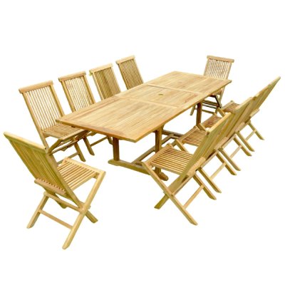 CONCEPT USINE Kajang 10 :  Salon de jardin Teck massif 12 pers + 10 chaises