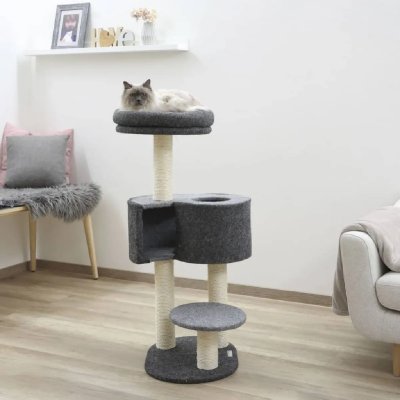 KERBL  Arbre en Feutre &agrave; Chat Fridolin Gris Maximale 55 x 52 x 106 cm