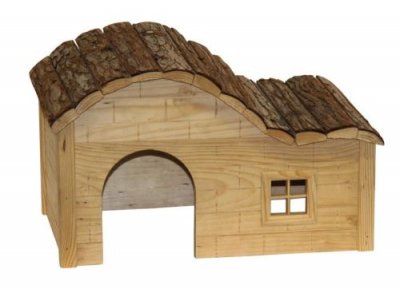KERBL  - Maison pour rongeurs avec toit galb&eacute; Nature 40x25x25cm