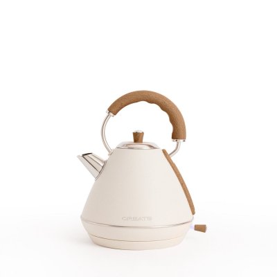 CREATE Kettle retro l - bouilloire &eacute;lectrique 1.7L - blanc & bois naturel 