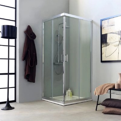 KIAMAMI VALENTINA  Paroi de Douche carr&eacute;e Transparente 80x80 Ouverture coulissante Design Moderne Fly