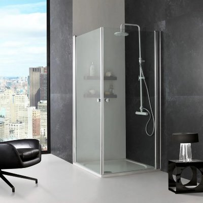 KIAMAMI VALENTINA  - Paroi De Douche Cristal Car&eacute;e a Deux Battants En Verre 70X70 Cm Cristal
