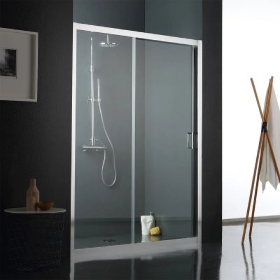 KIAMAMI VALENTINA  - Porte Coulissante En Verre Transparent Pour Douche Avec Deux Parois 150Cm