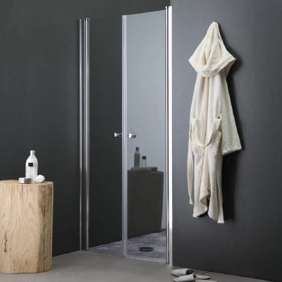 KIAMAMI VALENTINA  Porte de Douche Transparente &agrave; charni&egrave;res pour Niche de 80 cm Saloon