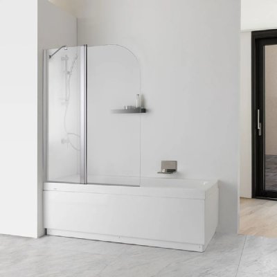 KIAMAMI VALENTINA  Porte Double articul&eacute;e pour Baignoire en Verre Clair Giada