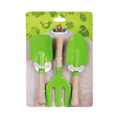 ESSCHERT DESIGN Kids In The Garden - Set jardinage enfant 3 pi&egrave;ces Vert