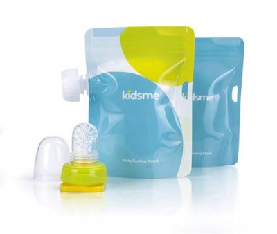 KIDSME  sac alimentaire r&eacute;utilisable avec adaptateur - 2 sacs