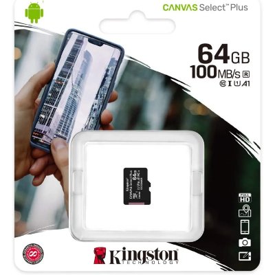 KINGSTON  Canvas Select Plus Micro Sd Class 10 64gb Memory Card Noir