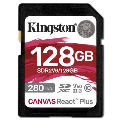 KINGSTON  Carte M&eacute;moire Canvas React Plus 128gb Sdxc Uhs-ii Clase 10