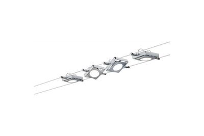  Kit complet comprenant 4 spots macled sur c&acirc;bles - 4x4w - 2700&deg;k - 200lm - chrome mat - non dimmable