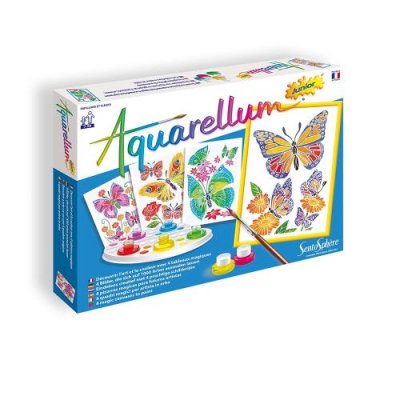 SENTOSPHERE Kit cr&eacute;atif Aquarellum Junior Papillons et fleurs Sentosph&egrave;re