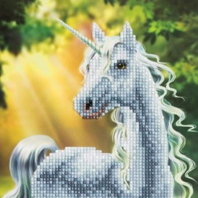  Kit Crystal Art - Carte broderie diamant - Licorne - 18 x 18 cm