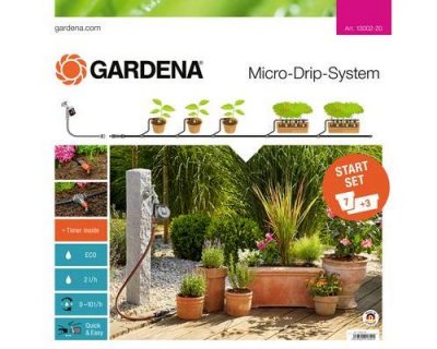 GARDENA Kit d'initiation pour plantes en pots M avec programmateur  
