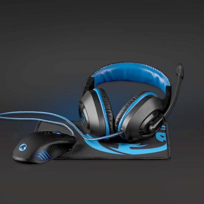 NEDIS Kit de jeu combin&eacute; 3-en-1 casque, souris et tapis de souris GCK31100BK