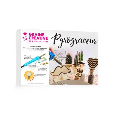 GRAINE CREATIVE Kit decouverte pyrogravure 7 pannes + accessoires
