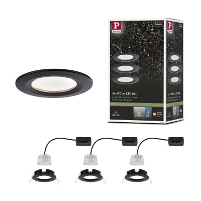 PAULMANN Kit enc Nova Coin 3-stepdim rd fixe led 3x6W 2700K 230V Noir mat/Alu