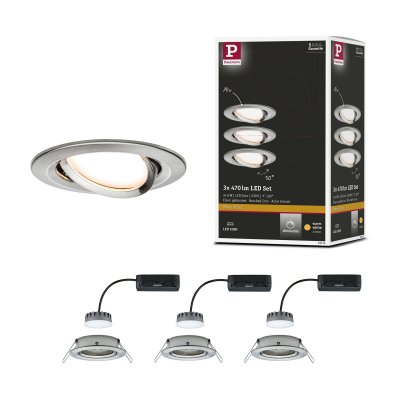 PAULMANN Kit encastr&eacute;s Premium Coin Slim 3x6W 51mm Acier bross&eacute;